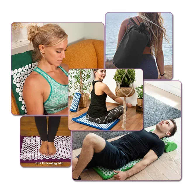 Description Picture 6 of itemKuznetsov Applicator Pilates Gift Fitness Bag Non-slip Acupressure Mat Exercise Massage Pillow Body Spike Pain Cushion Yoga