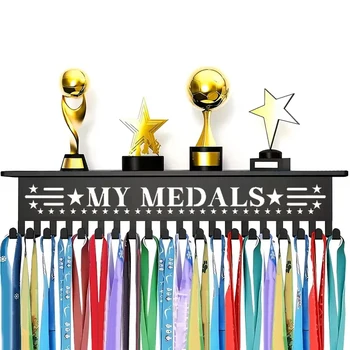 Heavy-Duty Metal Awards Trophy Display Stand Medal Hooks Wall Mount Organizer Medal Storage Holder Display Home Office Decor 1