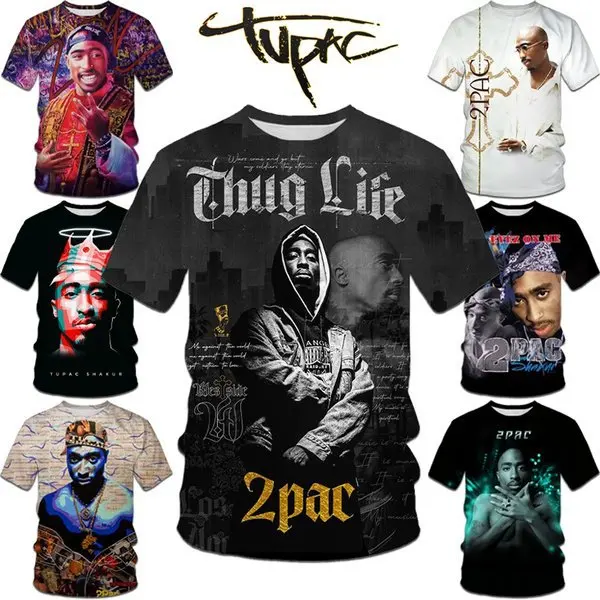 

Popular Rapper Tupac Shakur 2Pac 3D Printed Men's T-shirt Summer Hip Hop Trend Short Sleeve Tee Top Fashion Oversized Streetwear