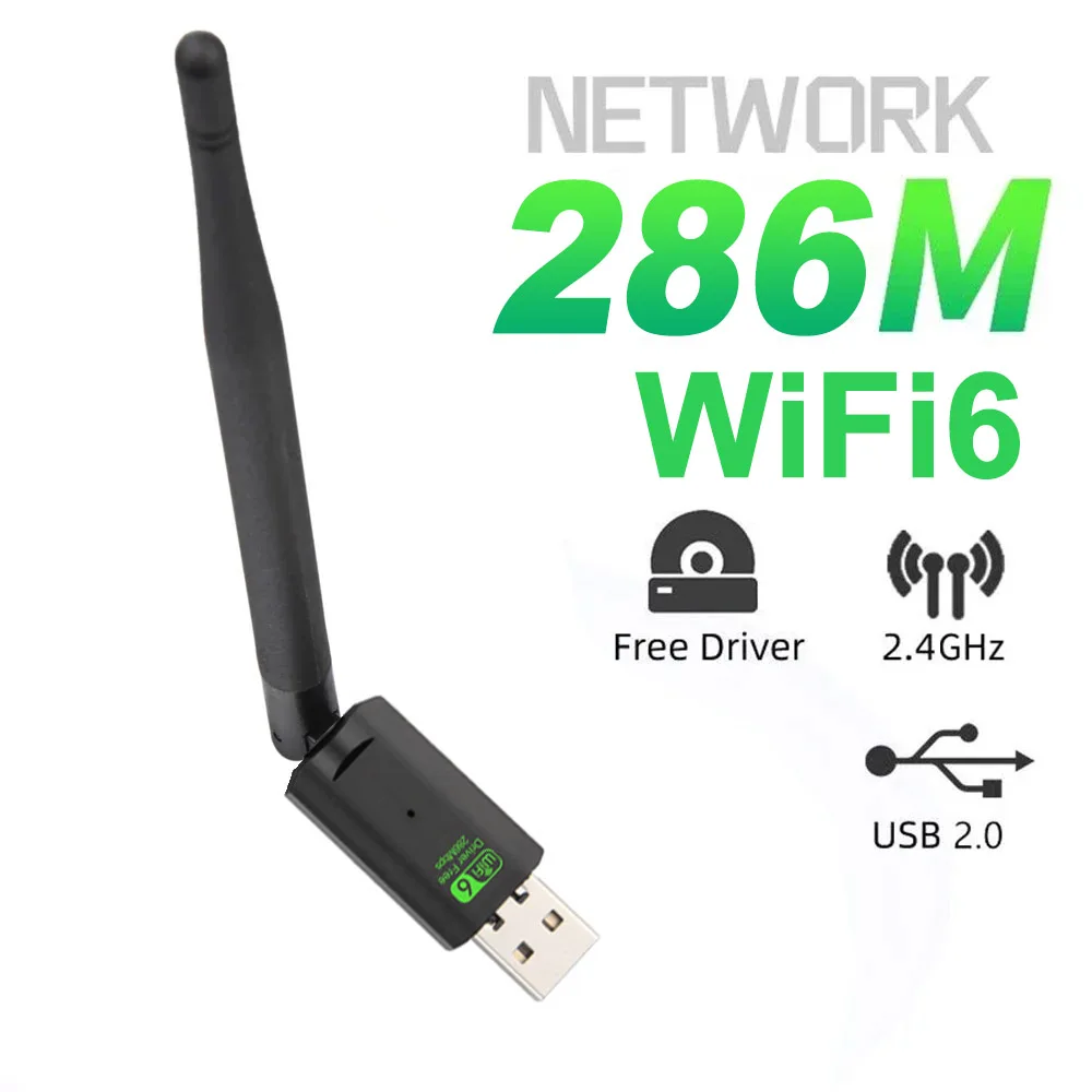 

Wi-Fi 6 USB-адаптер 286 Мбит/с 802.11AX 5 дБи 2,4 ГГц