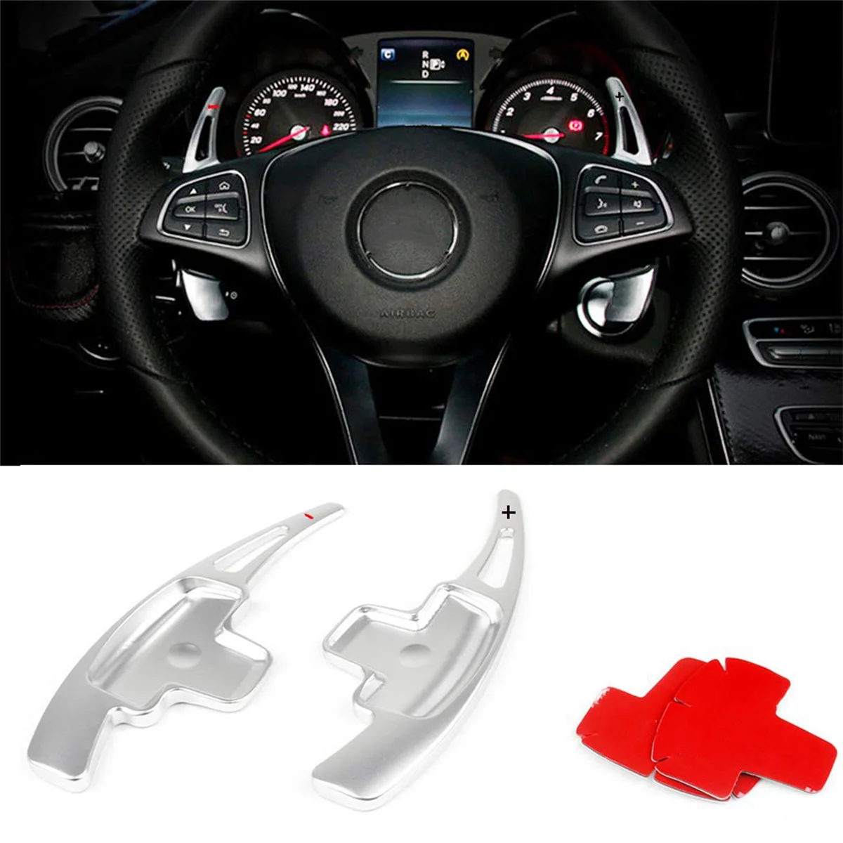 

4x Paddle Shifter Extension for Mercedes Benz Aluminum Alloy Shift Paddle Blade Silver for A B C CLA CLS E G GL GLA GLC