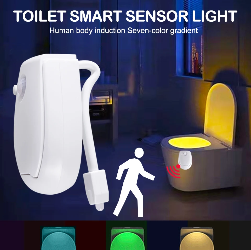 Illuminate Your Bathroom with the Smart PIR Motion Sensor Toilet Seat Night Light Waterproof