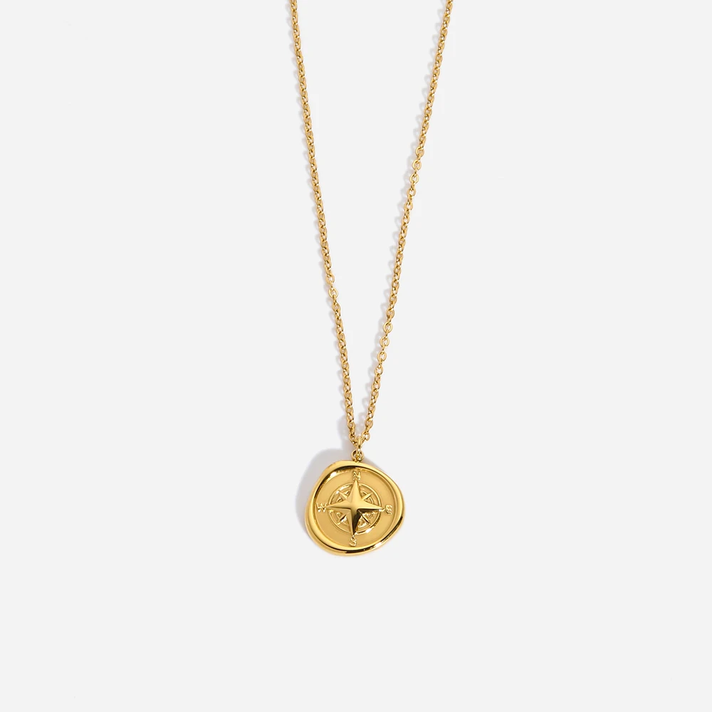 INS Trend Anlauffreie Unregelmäßige Kompass Anhänger Halsketten Für Frauen Vergoldet Edelstahl Kragen Schmuck Geschenk