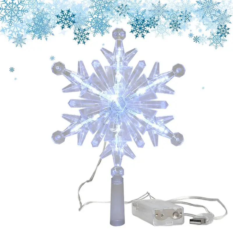

Christmas Snowflake Tree Topper Light Christmas Decorations Tree Topper With Diversed Lighting Modes USB Rechargeable Decor