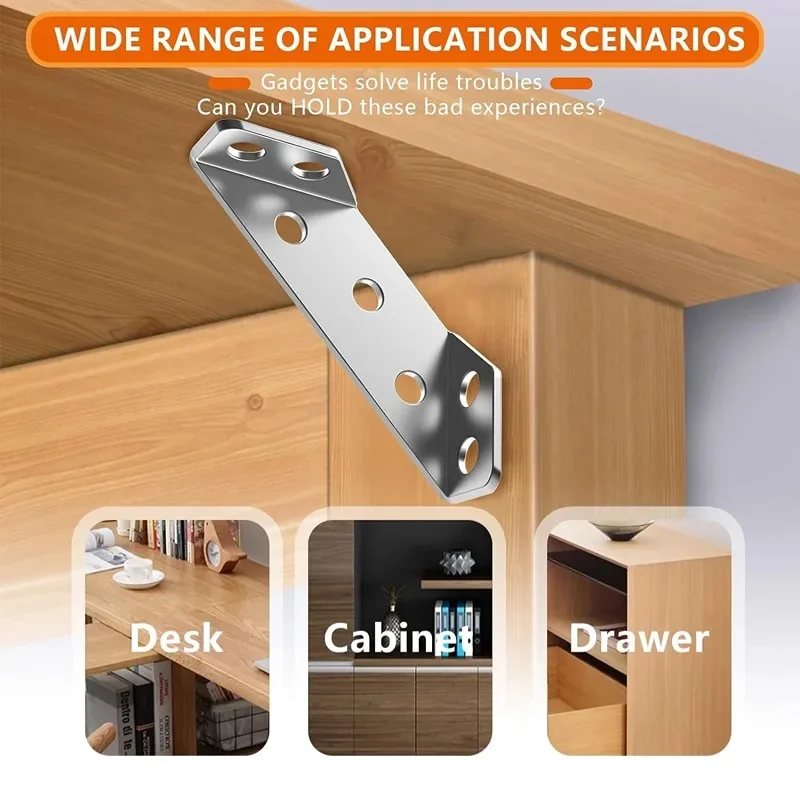 Stainless Steel Angle Bracket Furniture Hardware Angle Connector 10pcs Universal Furniture Corner Brace