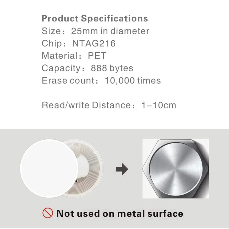 N11R-300 Stück NFC Ntag216 Aufkleber Ntag216 NFC Tags NFC 216 Tag Ntag216 NFC Karten 13,56 MHz NFC Tag Aufkleber 888 Bytes Speic – Detail 3