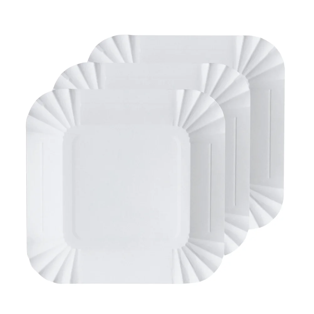 Party Tableware Disposable Food Trays 100pcs Disposable Paper Plates Square Storage Tableware Plate for Cake Dessert Fruits Snacks