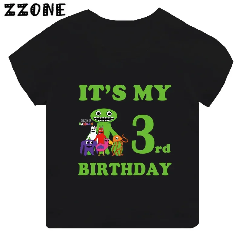Hot Game Garten of Banban Print Kids Clothes It's My 1 2 3 4 5 6 7 8 9 Years Birthday Boys Girls T shirt Baby Children T-Shirts 3