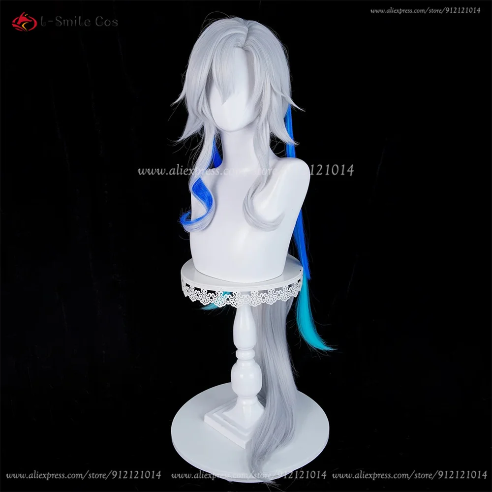 Lantern Rite Neuvillette Cosplay Perücke 98cm Grau-Blau Hitzeresistent Synthetik Halloween 6