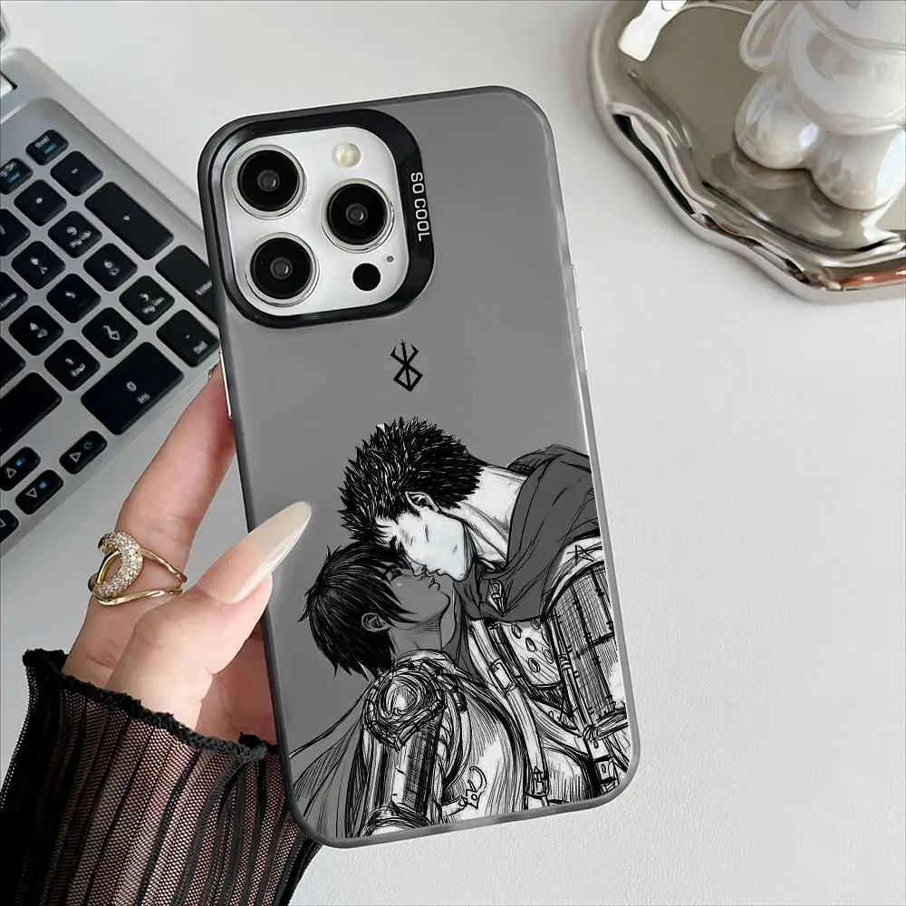 Berserk Anime Electroplated Silver Button Phone Case
