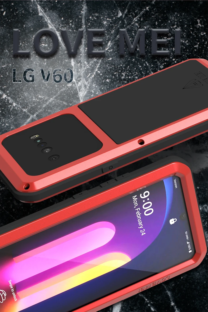 

Для LG V60 чехол Love Mei мощный металлический бронированный ударопрочный водостойкий Чехол для LG V60