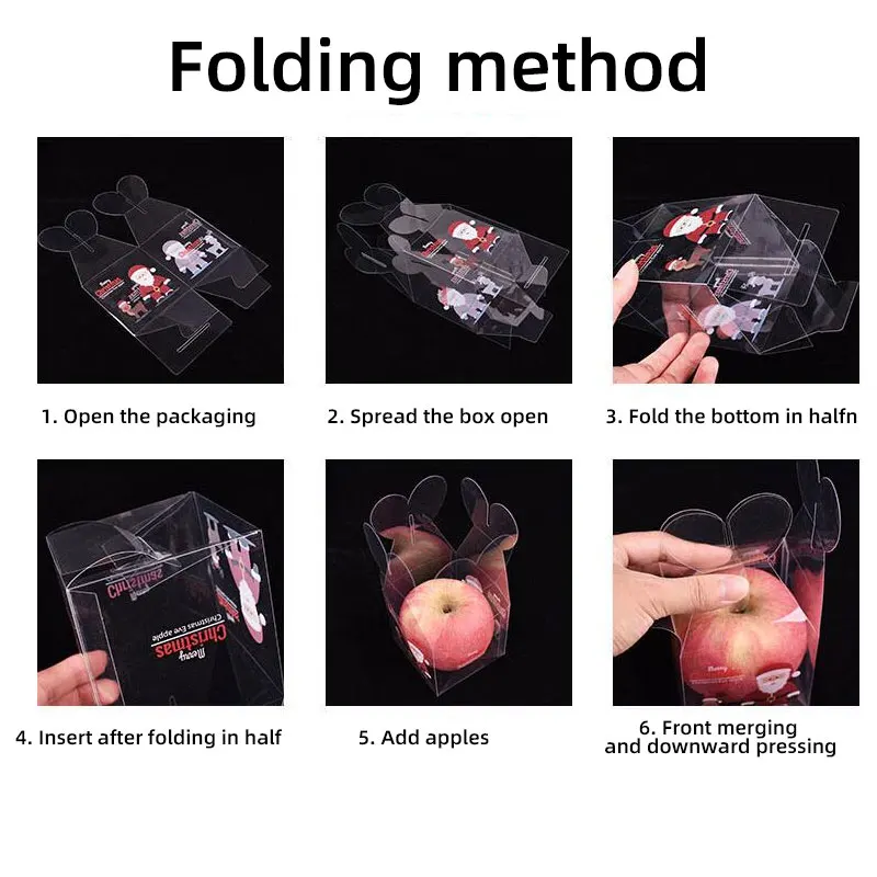 Transparent PVC Christmas Gift Box Santa Claus Xmas Apple Storage Bag Candy Box New Year Party Kids Gift Packaging