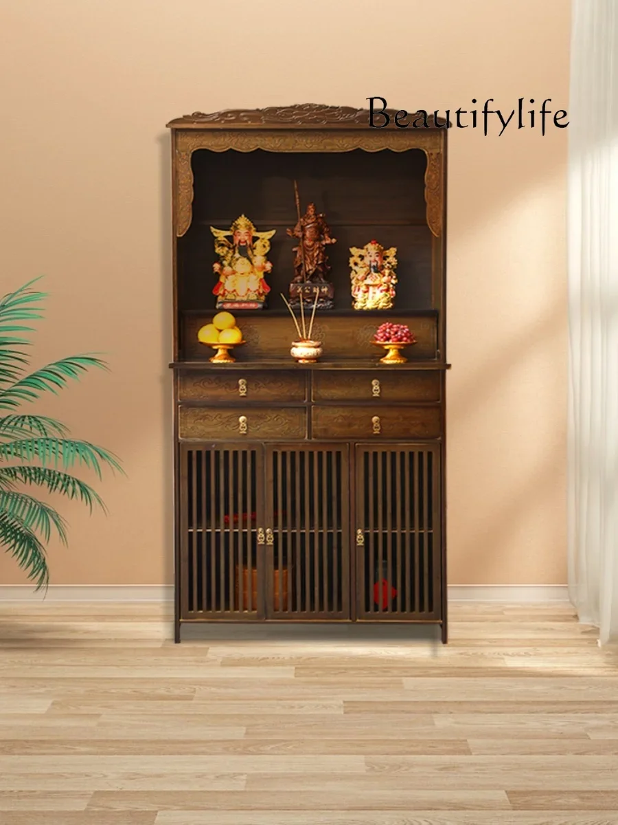 

God of Wealth Bodhisattva Worship Table Household Minimalist Antique Style Buddha Shrine