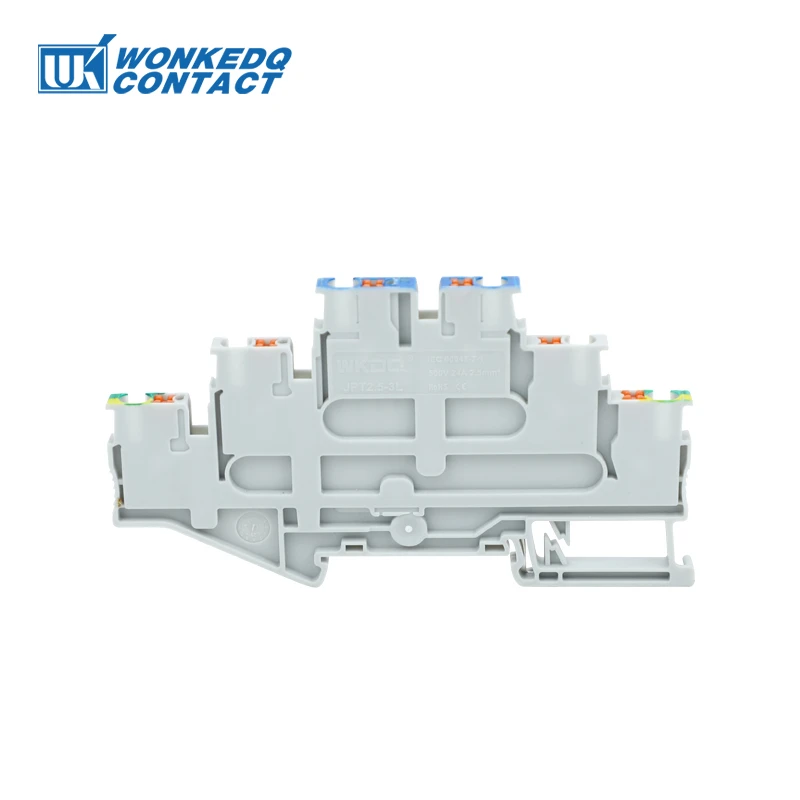 Wire Connectors Din Rail Terminal Block PT2.5-PE/L/N 3 Level Din Rail Terminal Block Ground Modular Push-in 2.5mm Grounding Wire Electrical Connector PT2.5-3L-PE