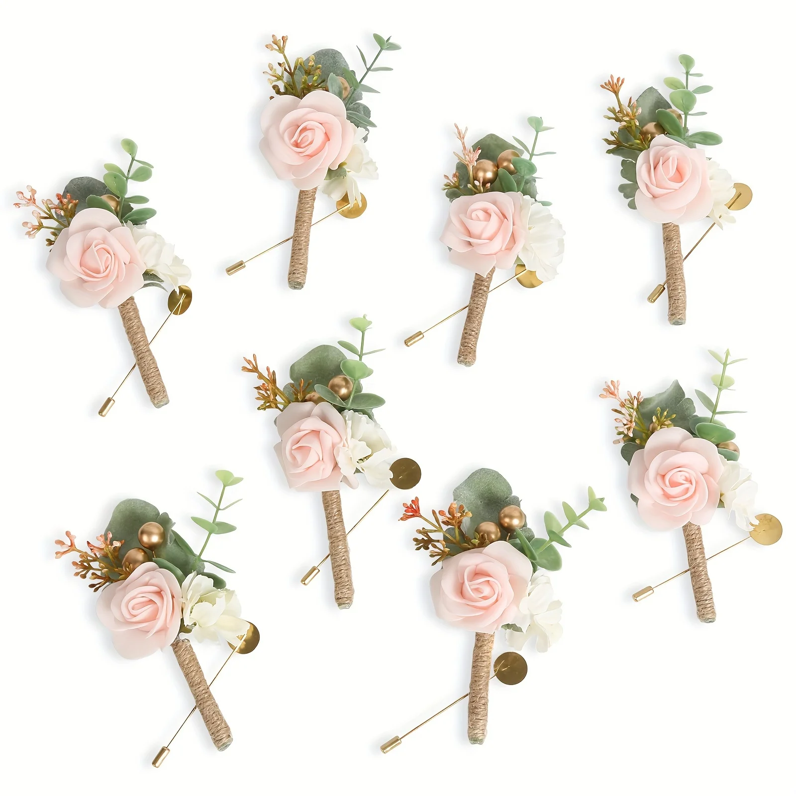 

8pcs, Rose Boutonniere For Men Wedding, Rose Artificial Flowers For Groom Groomsmen Best Man Rustic Vintage Wedding Ceremony Ann