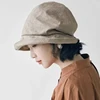Japanese Cotton Linen Pleated Women Fisherman Hat Small Brim Summer UV Resistant Breathable Linen Basin Hat Wrapped Head Ladies 1