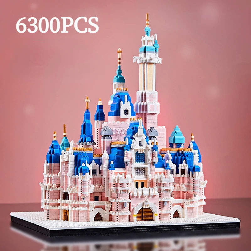 6300pcs Large Castle Building Blocks Pink Series Castle Church Bricks