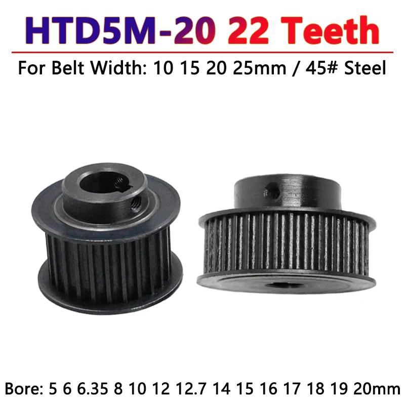 20 22 Teeth HTD5M Steel Timing Pulley HTD 5M 20T 22T Synchronous Wheel for Belt Width 10/15/20/25mm Bore 5-20mm Ptich 5mm 1pc timing pulley belt pulley