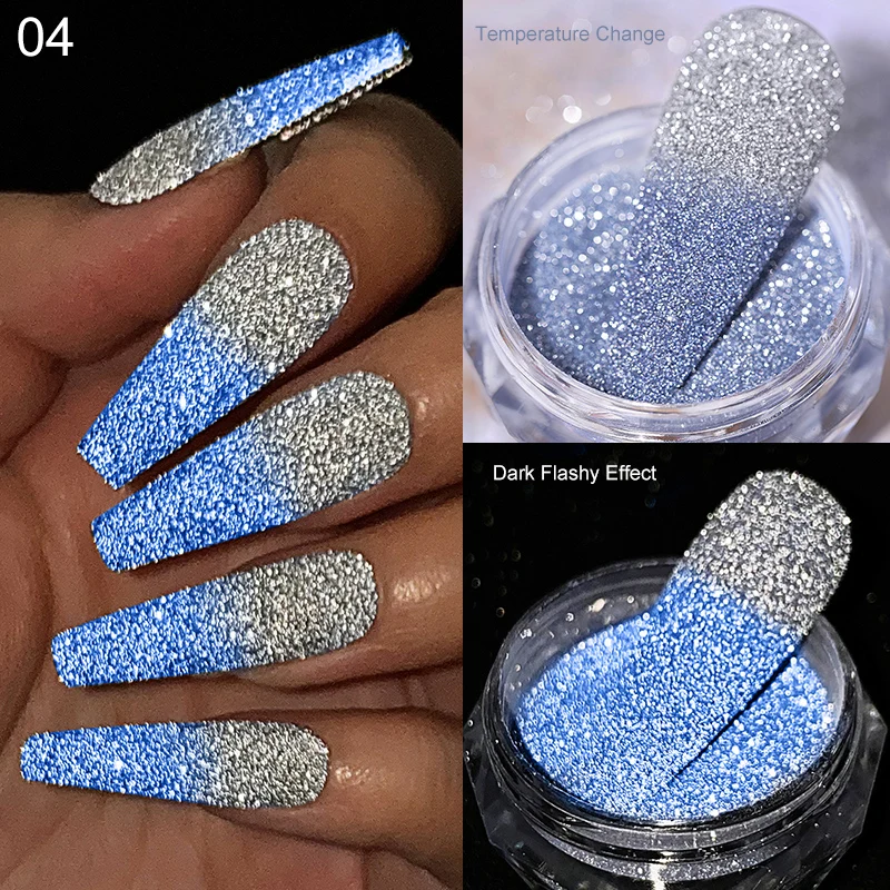 Reflective Flash Glitter Powder Temperature Color-Change Holographic Nail Powder UV Gel Polish Chrome Pigment Dust 1-JAR nail powder,nail pigment,nail glitter,nail decoration,nail decorations