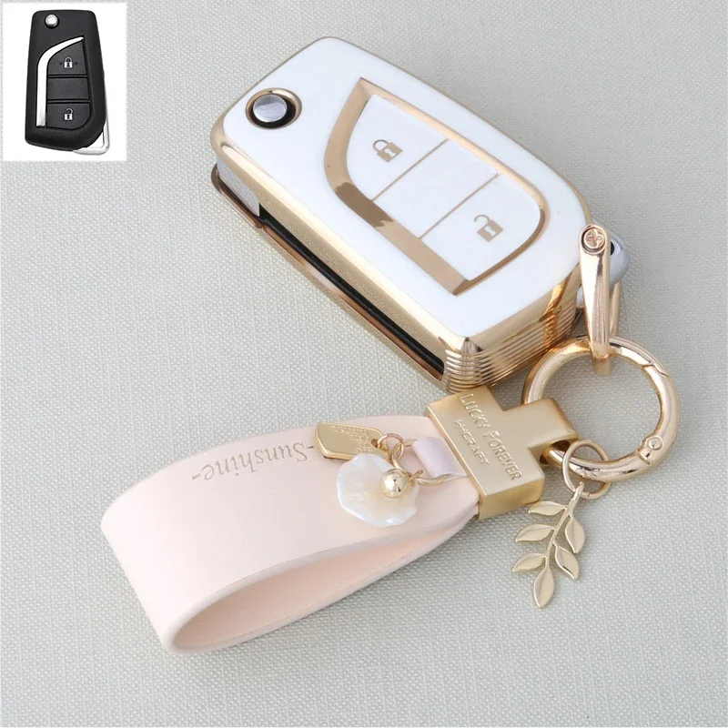 

2/3 Button Soft TPU Car Key Cover Case Auto Shell Holder Protector Fob for Toyota Aygo Yaris Highlander Camry RAV4 Keychain