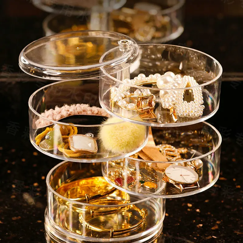 

360° Rotation Multilayer Jewelry Organizer Plastic Clear Jewelry Storage Box Hign Quality Jewelry Dust-Proof Case