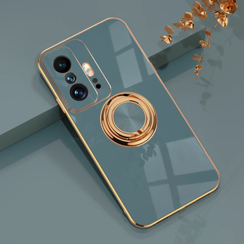 Luxury Plating Silicone Case For Xiaomi Mi 11T 10T Pro 10Pro 10Lite 11Pro Full Protective Magnetic Covers With Ring Holder Stand samsung flip3 case