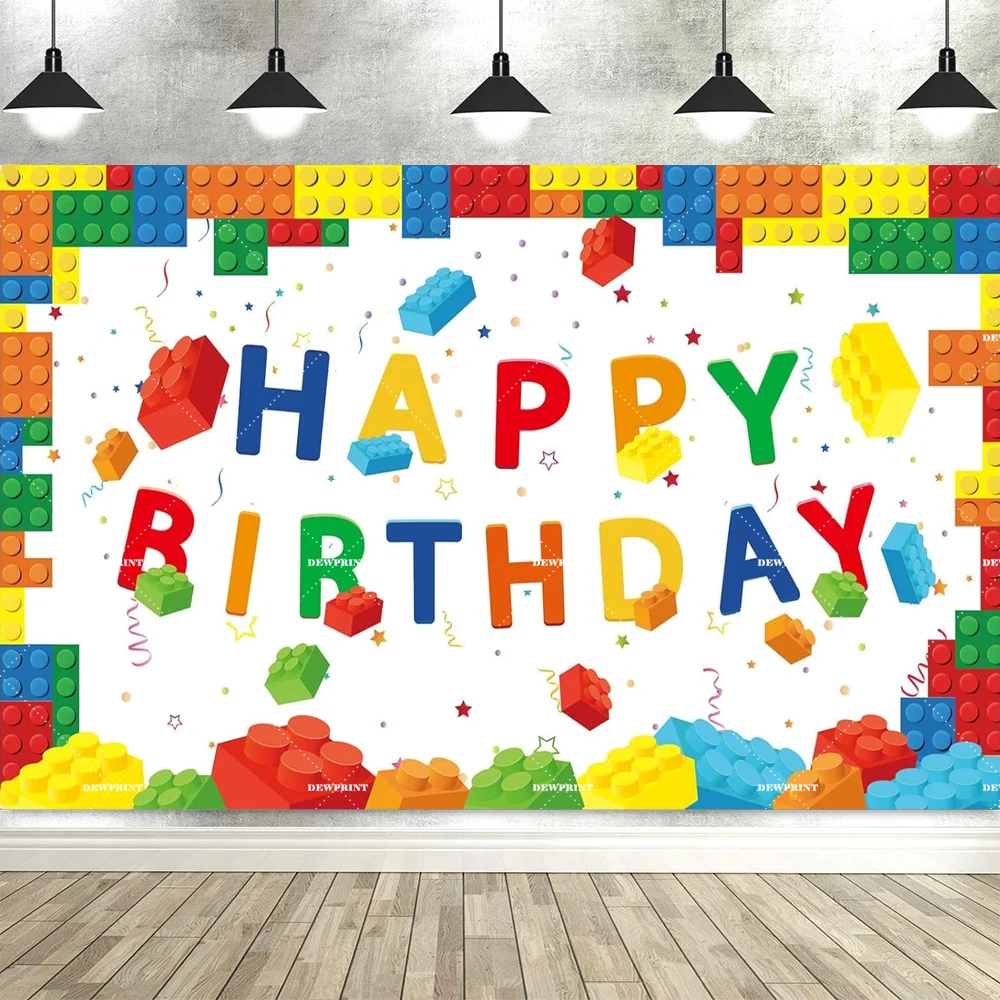 Vibrant Building Blocks Birthday Backdrop