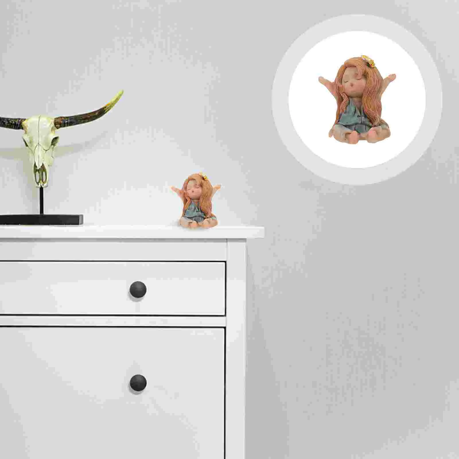 

Flower Fairy Ornament Interior Accessories Resin Garden Mini Landscape Decorate Miniature Girl