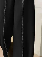 Freeacy Women's 2025 Autumn New Casual Clothes Stand Collar Long Sleeves Top & High Waist Wide Leg Pants High Street Outfits - Image 5