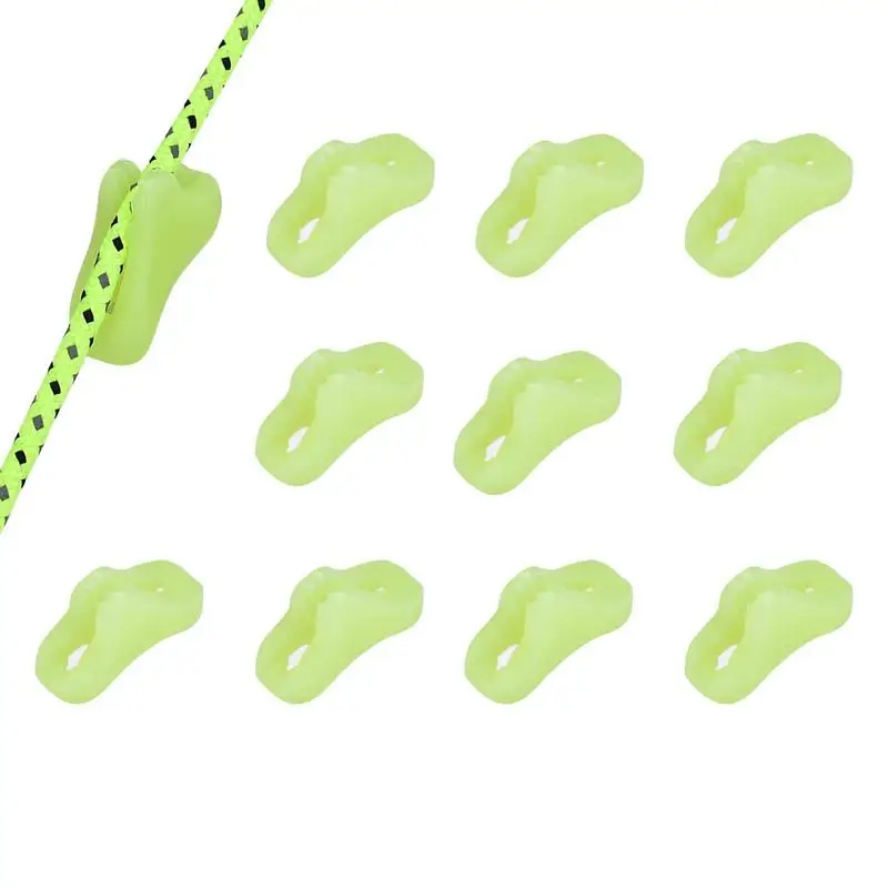 Tent Rope Buckle 10pcs Triangle Guyline Cord Tightener Glow In The Dark