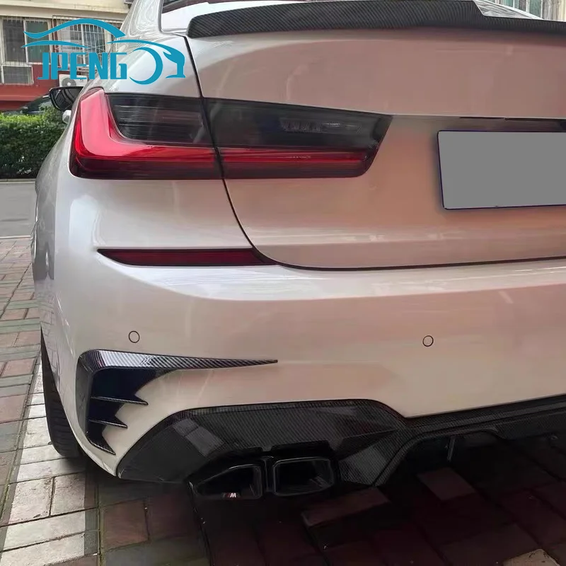 BMW 액세서리 3 시리즈 G20 2019+ 318i 320i 325li 330i 자동차 후면 범퍼 립 스포일러 카나드 벤트 블랙 카본 ABS 플라스틱