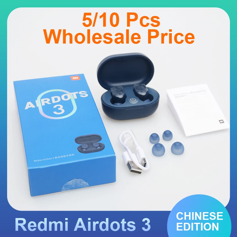 

5/10 Pcs Xiaomi Redmi AirDots 3 Black White Pink Color True Wireless Bluetooth Earphones With Mic Handsfree with Charging Case