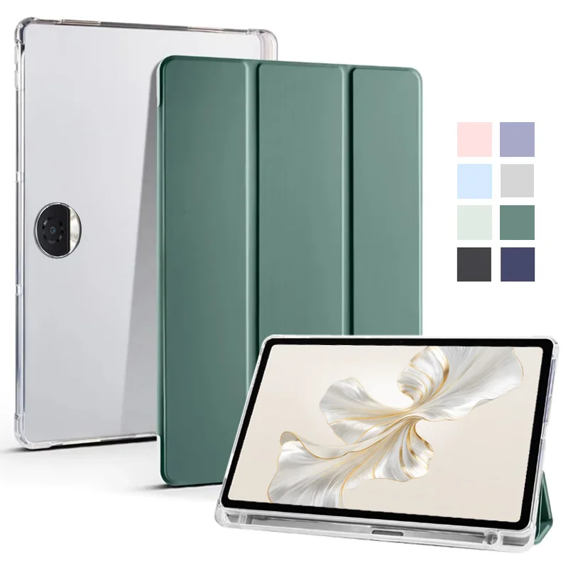 Premium Trifold PU Leather Tablet Case with Pen Holder and Soft Back Stand