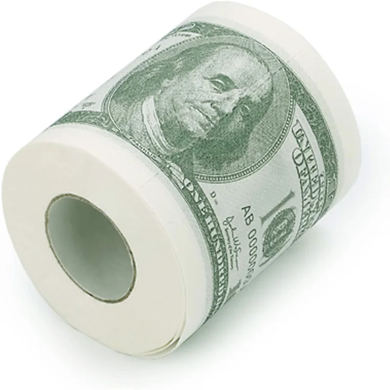 AYMR-Money Toilet Paper Rolls Bathroom Tissue Novelty 100 Dollar Bills Currency Toilet Tissue Paper - Pack of 4