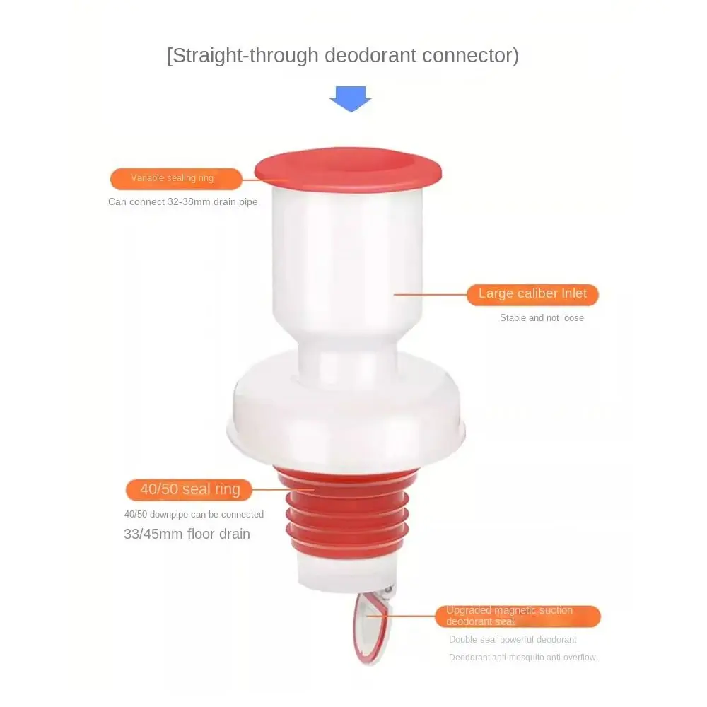 Floor Drain Joint Adapter Kitchen Drain Connector Washing Machine Floor Drain Adapter Tees Joint Multifunctional Tee Connector Anti-overflow Anti-odor Sewer Elbow Pipe Connector