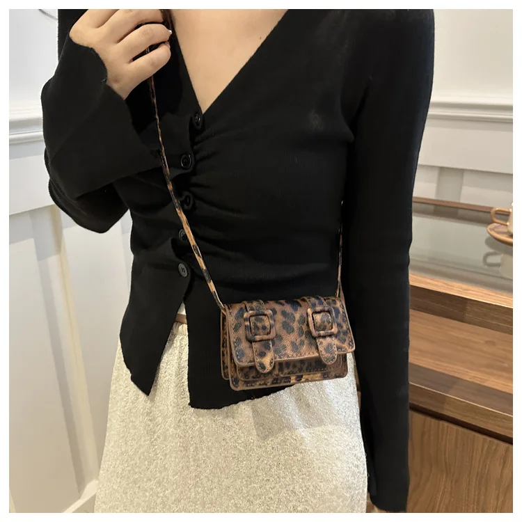 Women's Stylish Leopard Print Large Capacity Shoulder Crossbody Bag | Mini Coin Purse & Trendy Square Clutch, Casual Daily Use
