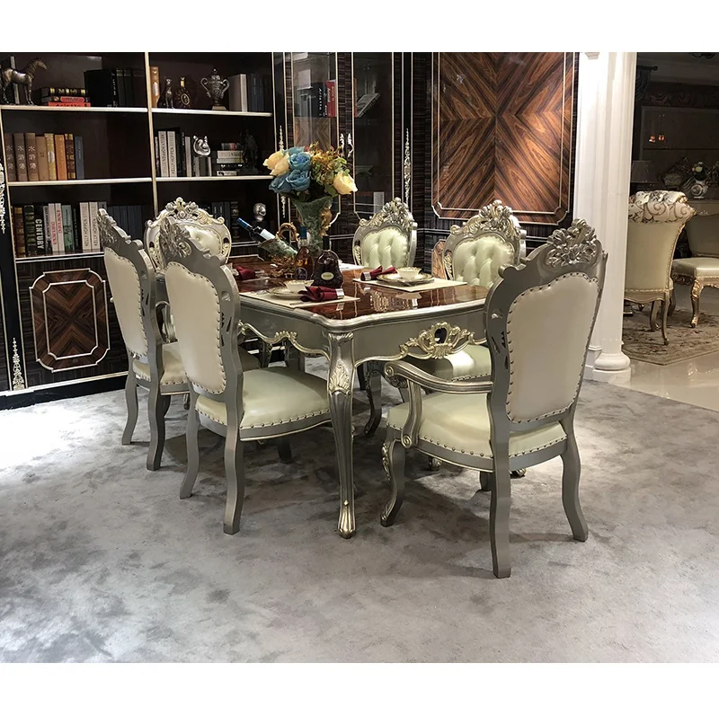 

European style dining table long dining table natural wood parquet dining table chair combination household rectangular dining t