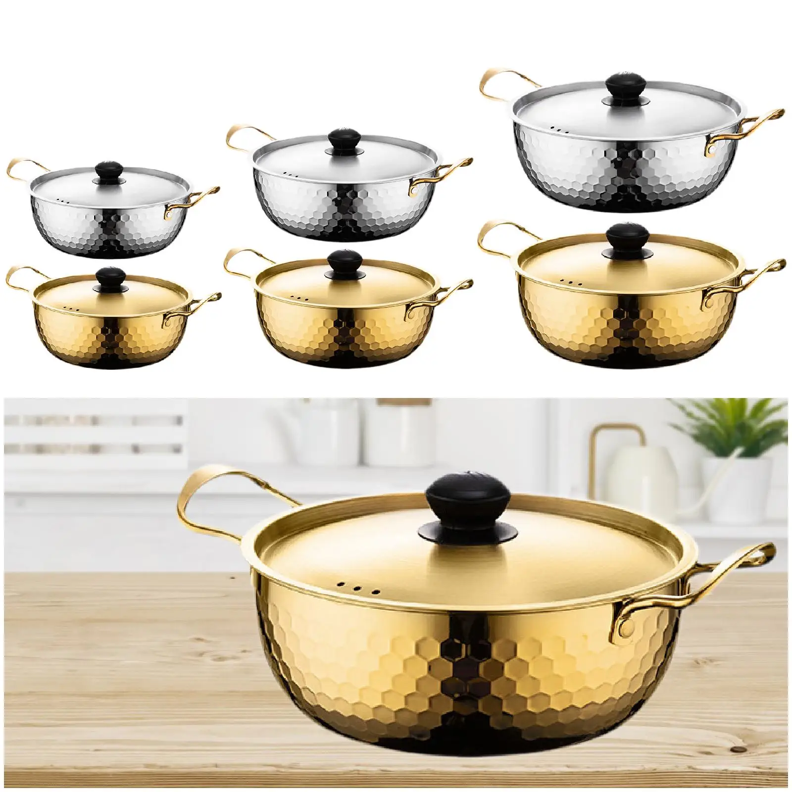 Korean Ramen Cooking Pot Suitable for All Stoves Quick Heating Ramyun Cooker for Camping Beach Patio Dinner Parties Curry