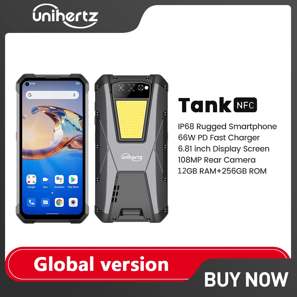 

Unihertz TANK Rugged Smartphone 12GB 256GB Night Vision Android 12 Unlocked Mobile Phone 22000mAh Larger Battery