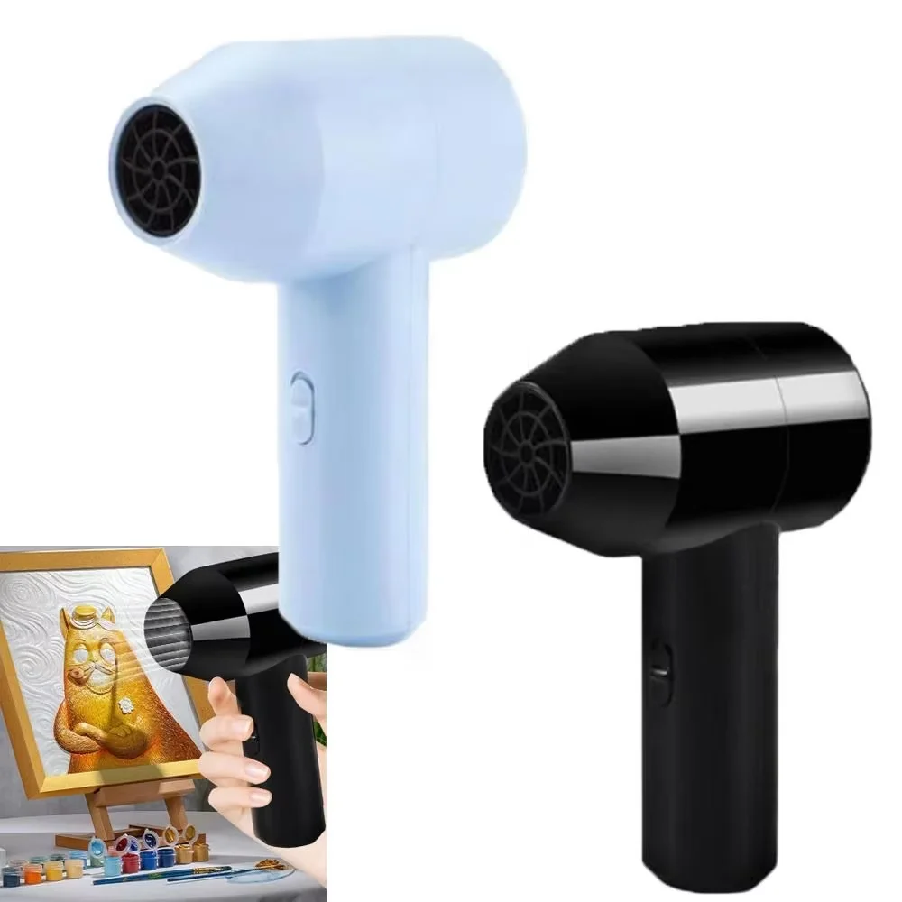 Low noise hair dryer, small handheld fan, USB charging, watercolor palette, air blower for students and artists.