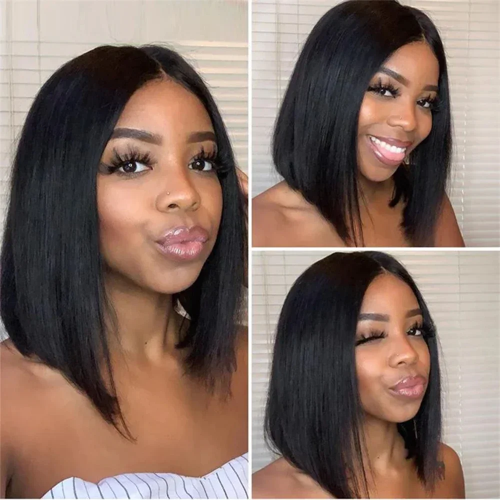 Parrucca Bob Corta Liscia 13x4 Lace Front Senza Colla da 8-14 Pollici 2026, Capelli Umani Brasiliani, Pronta da Indossare per Donne Nere