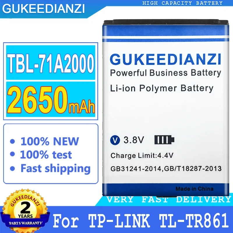 Batteria Gukeedianzi Per Tp-Link Tl-Tr861 2000L Tl-Tr761 M5250 M5350 M7000 M7200 M7300 4G Lte, 2650Mah