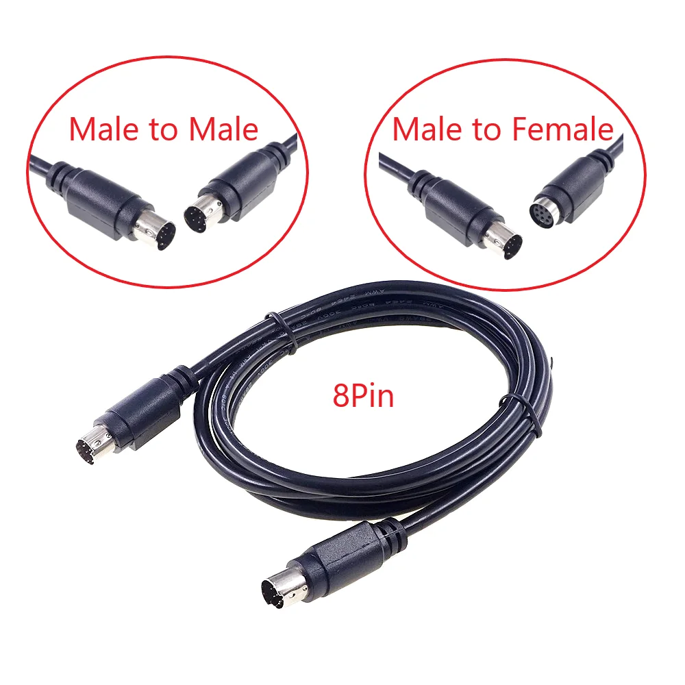 thumbnail: MINI DIN 8-PIN MD8 Mannelijke Naar Vrouwelijke Adapterkabel – 5 Meter, Rechte Bedrading. Geschikt Voor Audio, Video En Dataverbindingen.