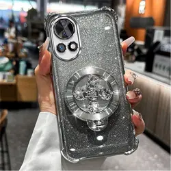 Gradient Glitter Electroplated Phone Case with Hand Strap Holder for Huawei Nova 15 Pro (Silver)