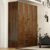 Multi-Tier Shelves, 5 Drawers, Hanging Rod & 4 Louver Doors, Wooden for, Wardrobes 1