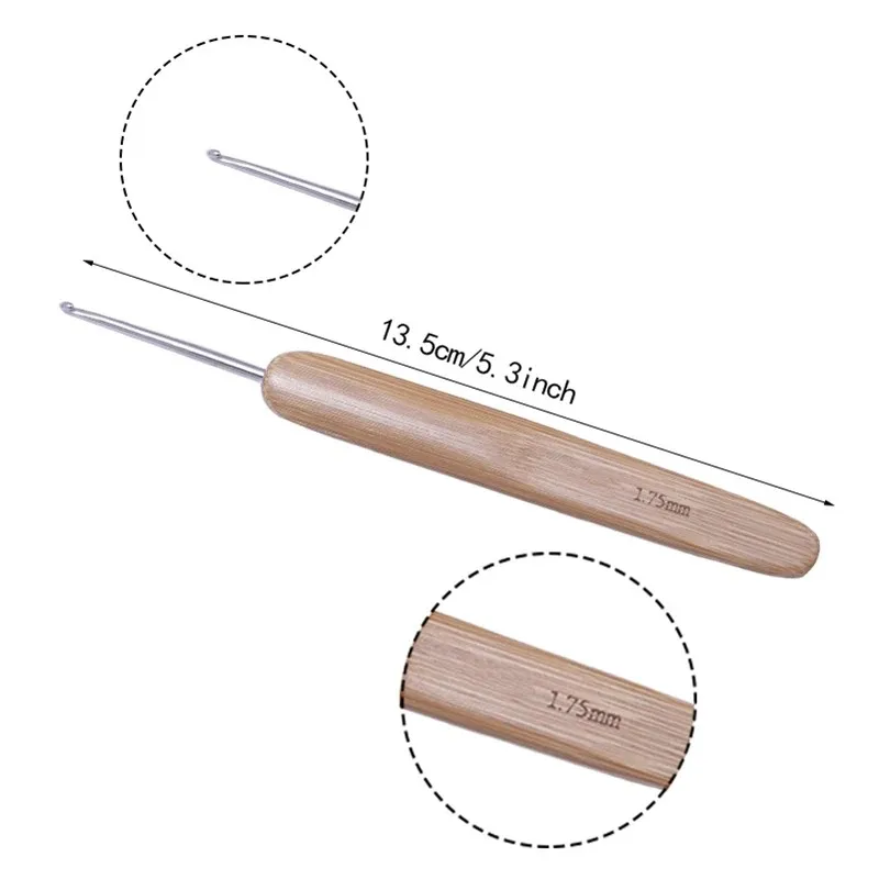 Crochet Hooks Knitting Supplies Sewing Tools 10pcs Bamboo Handle
