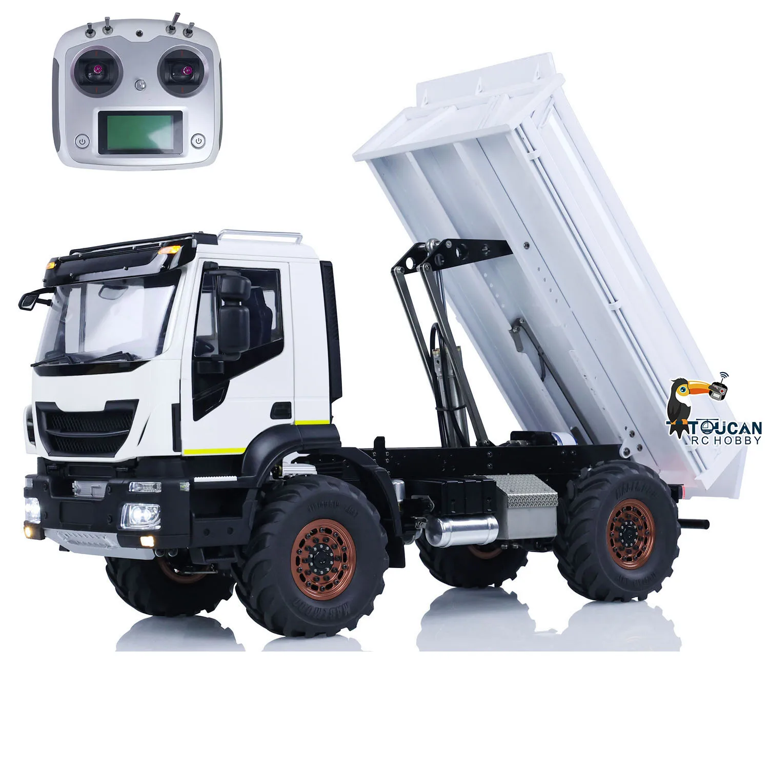 4x4 RC Hydraulic 1/14 Metal RC Dumper Trucks Controlled Tipper Dump Cars Model Light Sound Painted Finished Vehicle Toy TH23187 3