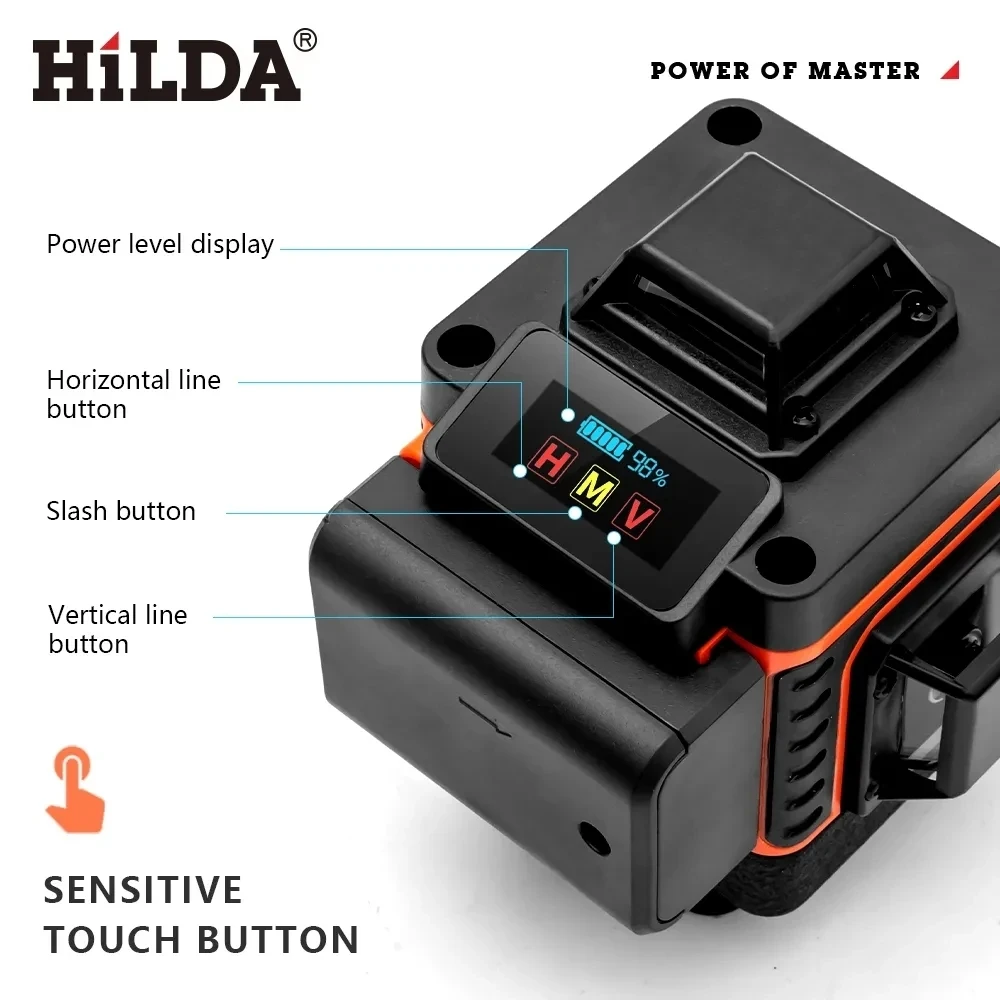 Laser Level HILDA 16/12Lines 4D Laser Level Green Line Self-Leveling 360 Horizontal And Vertical Green Beam