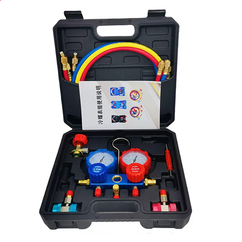 1 Scatola Kit Di Attrezzi Set Auto Aria Condizionata Manometro Manometro Adattatore Tubo R22 R-410A R-134A R-404A Manometro Refrigerante