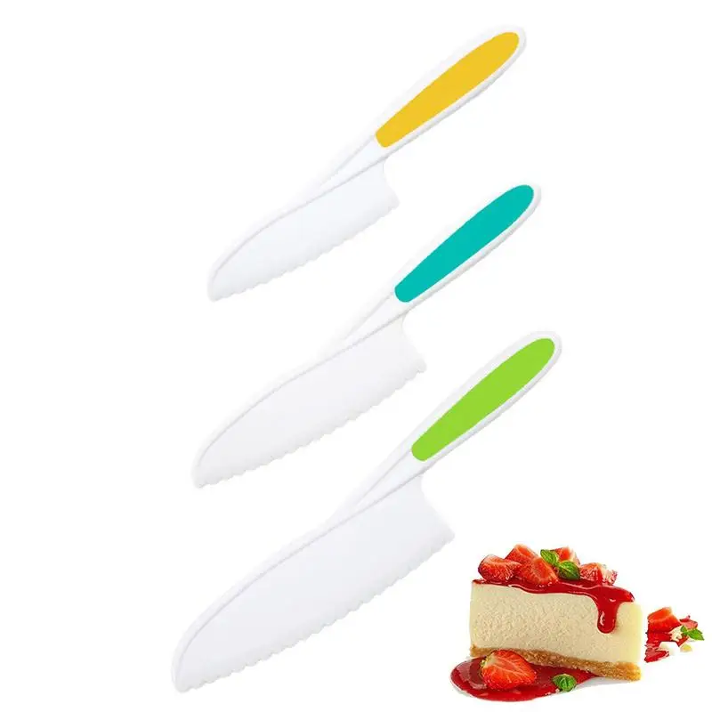 

Toddler Nylon Kitchen Baking Knife 3Pcs Toddler Safe Cutter Serrated Edges Set For Kitchen Cooking Kitchen Lettuce & Salad